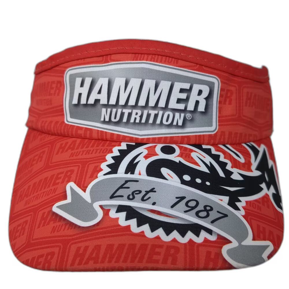 Headsweats Visor Hat Red Gray One Size Hammer Nutrition Adjustable Strapback